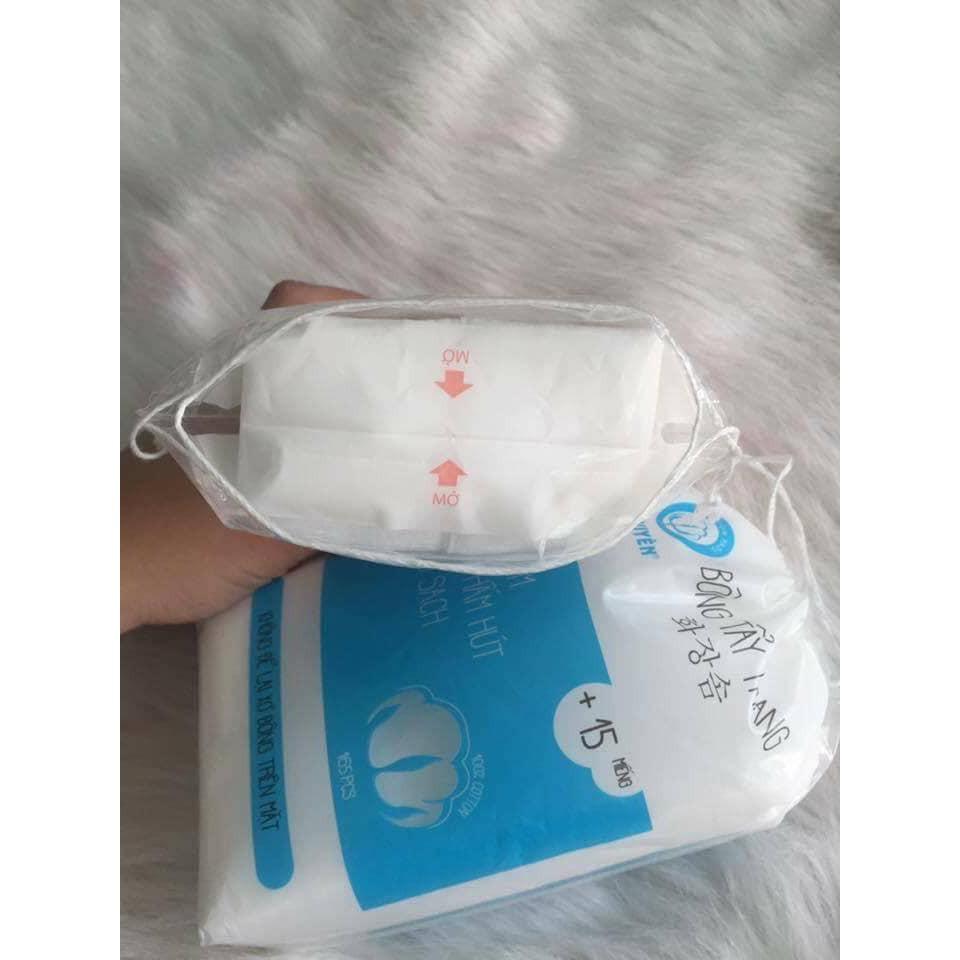 Combo 2 gói bông tẩy trang dạng túi mỹ nguyên, gói lớn 165+15 miếng