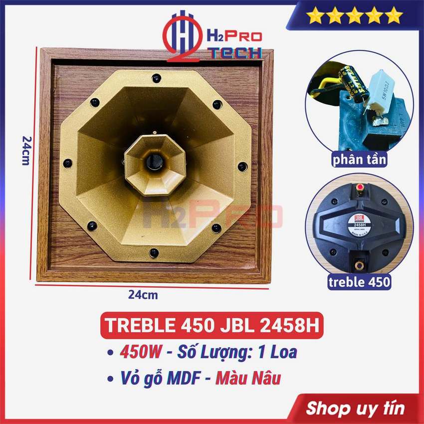 Loa Treble Kèn 450 JBL 2458H 450W Thùng Gỗ Vuông (Giá 1 Cái), Loa Siêu Tép Rời Cao Cấp Phân Tần Chống Cháy - H2Pro Tech