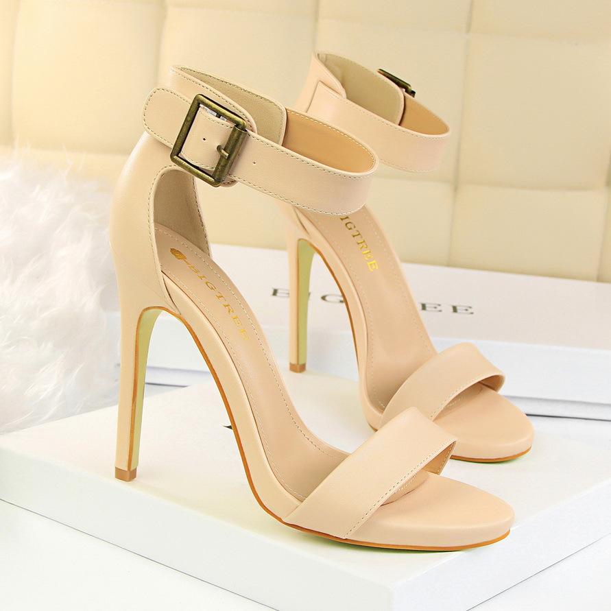 Giày cao gót sandal da lỳ quai to 1408-2