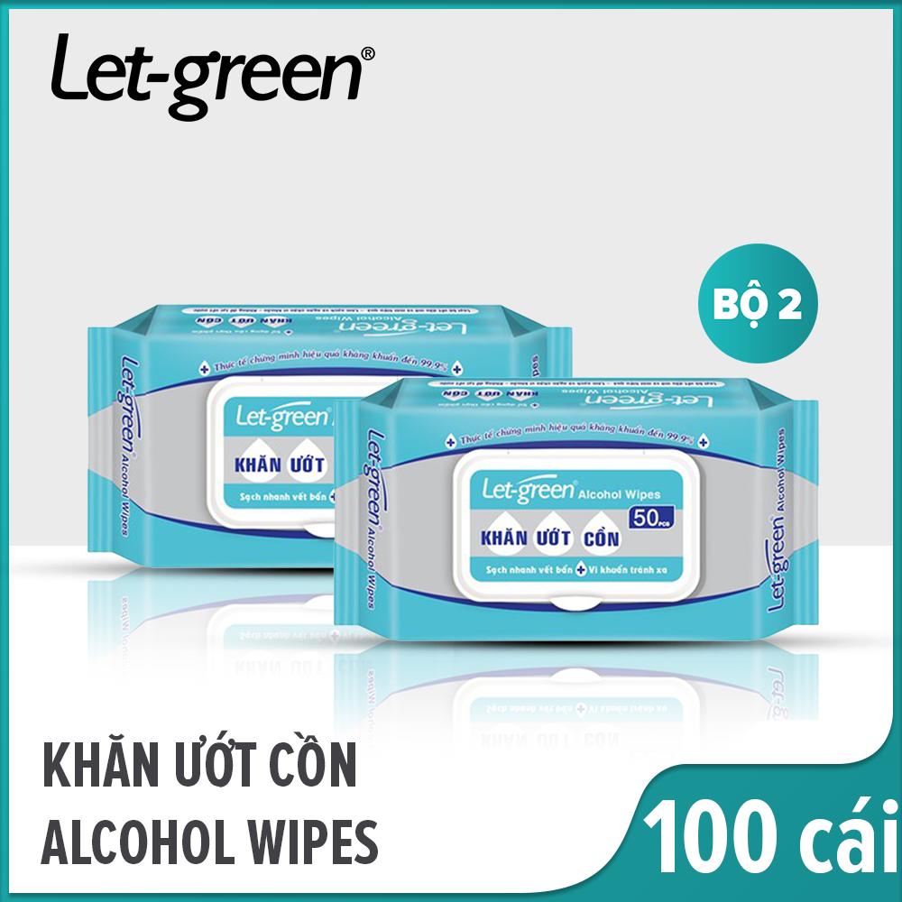 Bộ 2 gói khăn ướt cồn Let-Green diệt khuẩn 99,9%