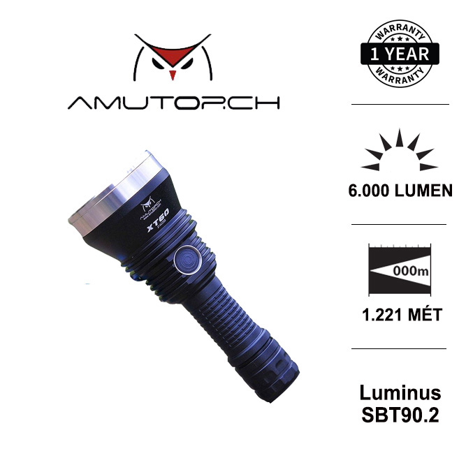 Đèn pin chiếu xa amutorch xt60 led luminus sbt-90.2 độ sáng 6000lumen, chiếu xa 1221m 21700 5000mah đèn đèn pin