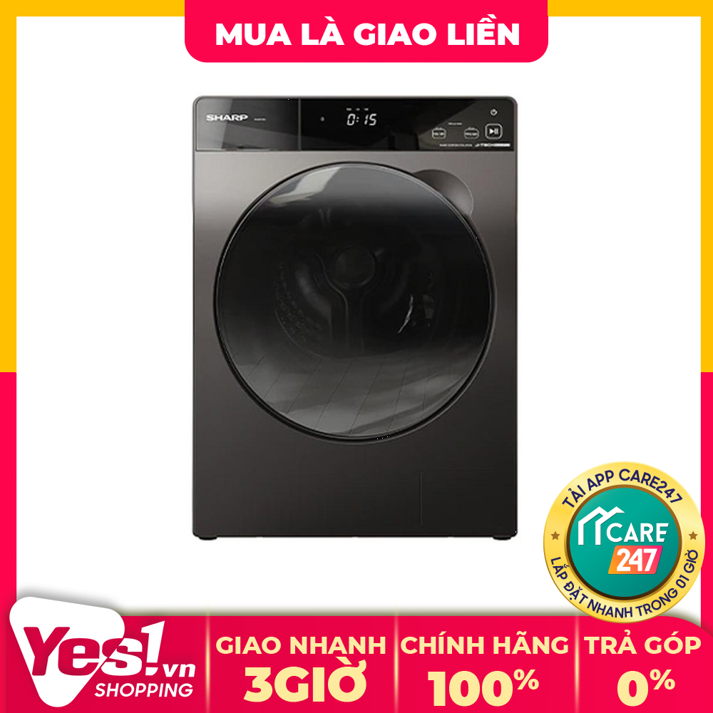 Máy giặt lồng ngang 8.5kg sharp es-fk852sv-g - bảo hành chính hãng - voucher 10% lên đến 800k