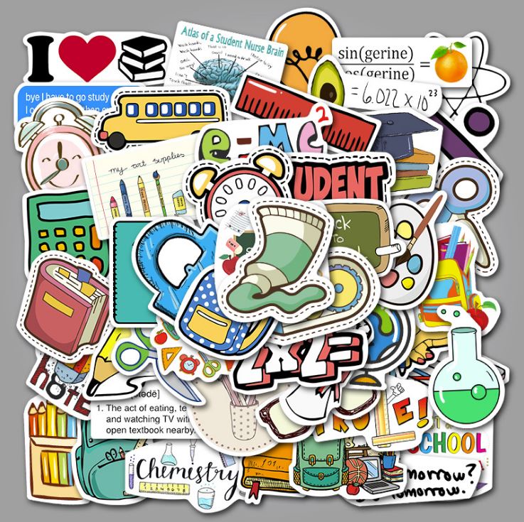 [HCM]Sticker ĐỒ DÙNG HỌC TẬP decal hình dán chống nước trang trí xe laptop nón bảo hiểm tem dán #15