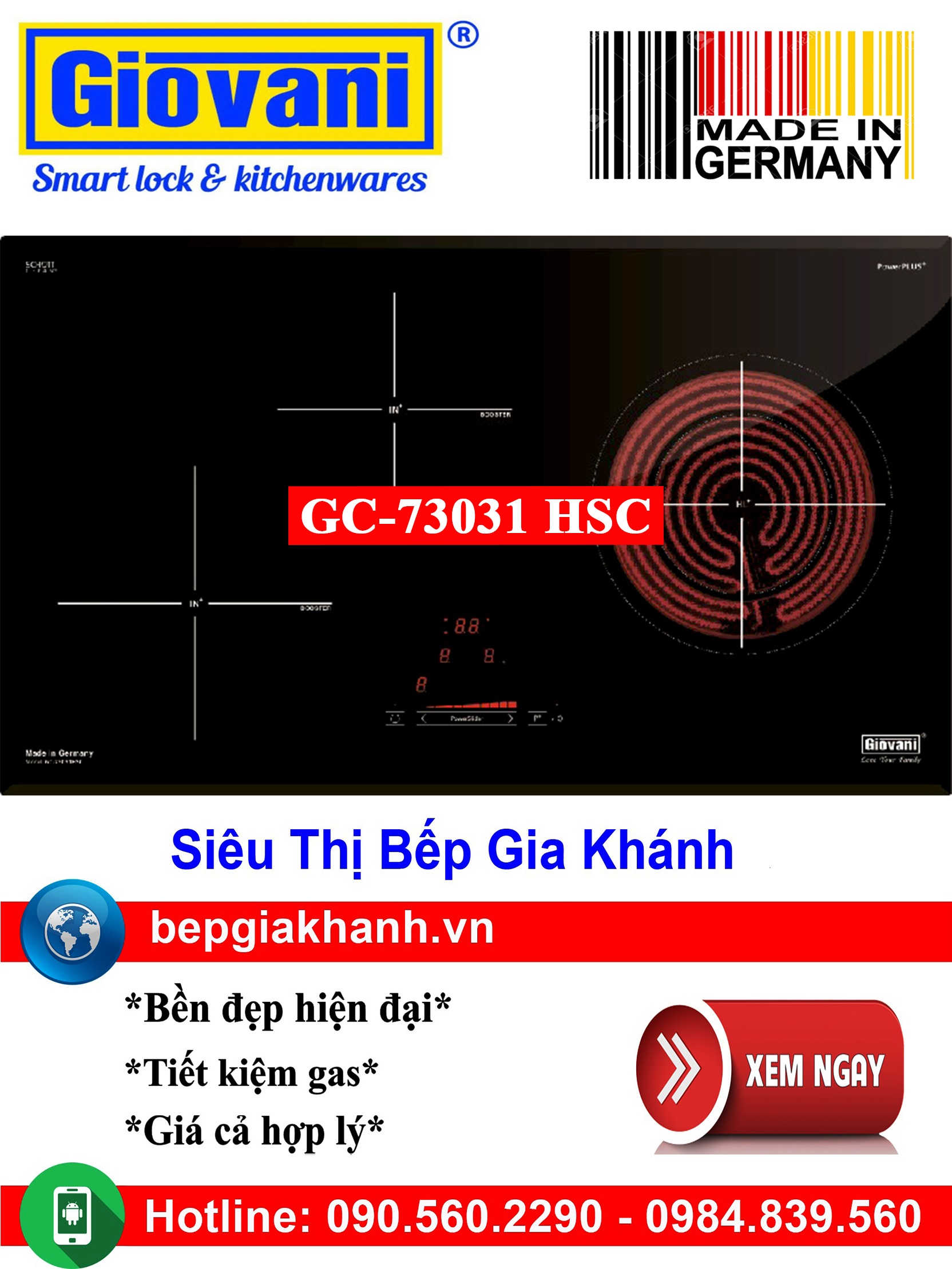[HCM]Bếp điện từ đôi Giovani GC-73031 HSC nhập khẩu Đức, bếp từ, bếp điện từ, bếp từ đôi, bếp điện từ đôi, bếp từ giá rẻ, bếp điện từ giá rẻ, bếp từ đơn, bep tu don, bep tu