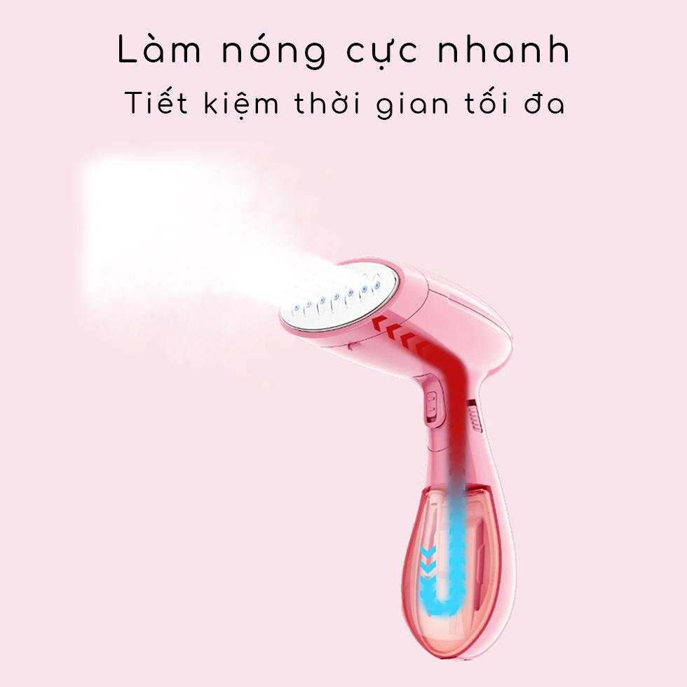 [HCM]Bàn Ủi Hơi Nước Cầm Tay Mini Du Lịch Công Tác Màu Hồng
