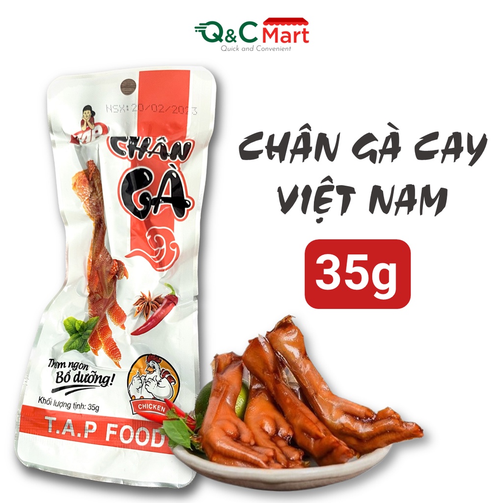 Combo 6 Chân gà cay Việt Nam TAP food ủ gia vị Tứ Xuyên thơm ngon chuẩn vị, giòn dai tươi mới, 35g – Q&C Mart