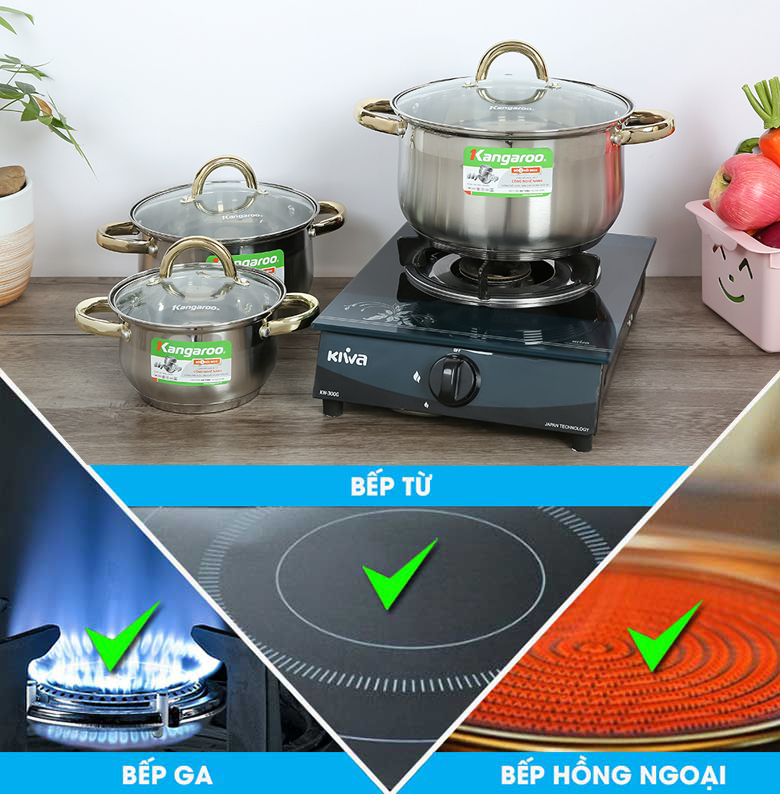 Bộ nồi inox kangaroo kg866