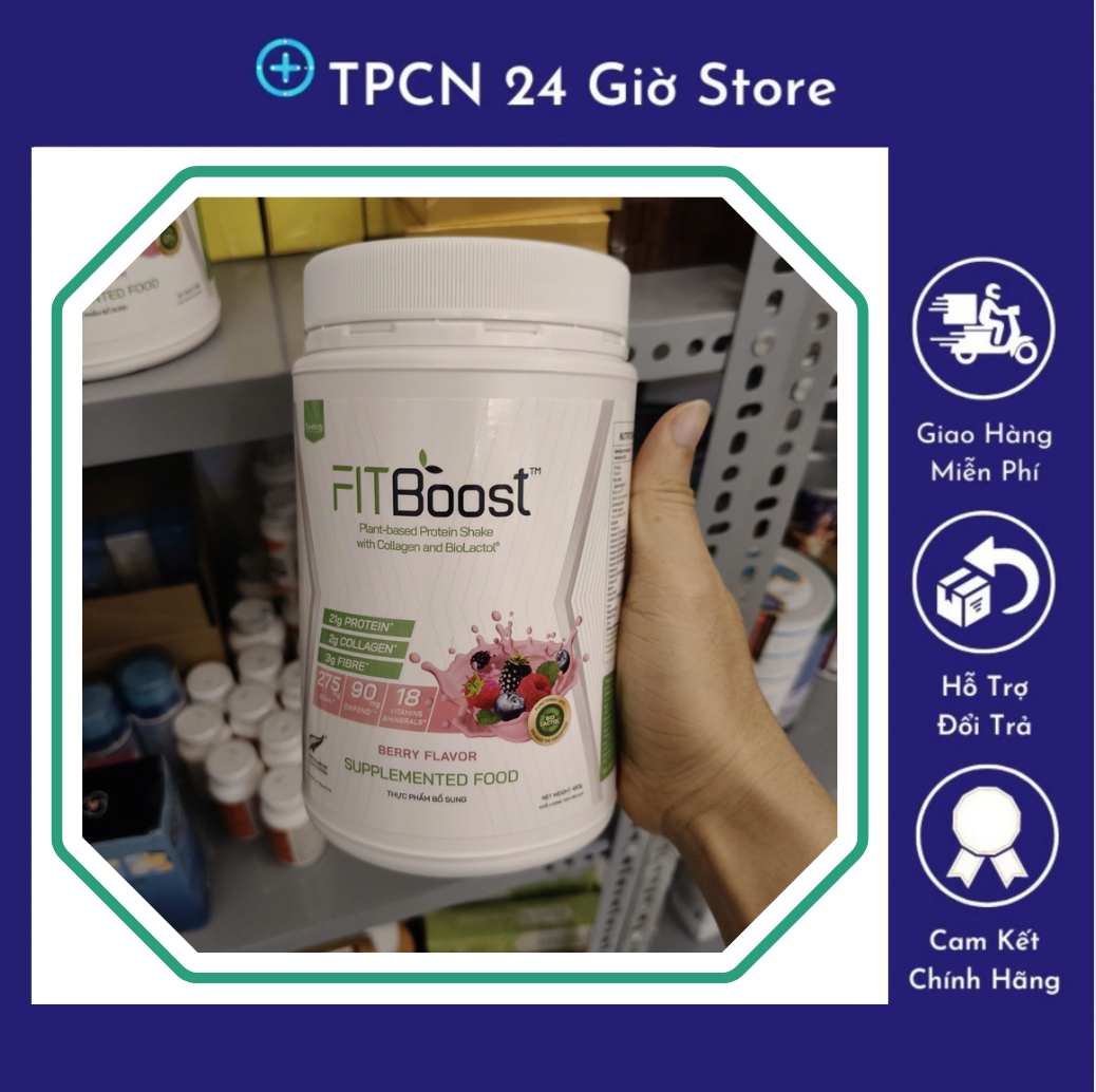 2 Lon Bột Protein Thực Vật Fitboost Hộp 480g Date Xa