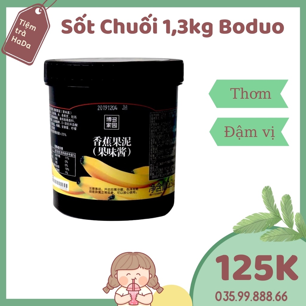 Sốt chuối boduo hộp 1,3kg làm bánh , trà sữa.