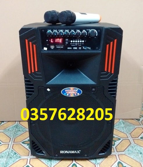 Loa kẹo kéo Ronamax F12 3 tấc xịn tặng kèm 2 mic không dây - ronamaxf12