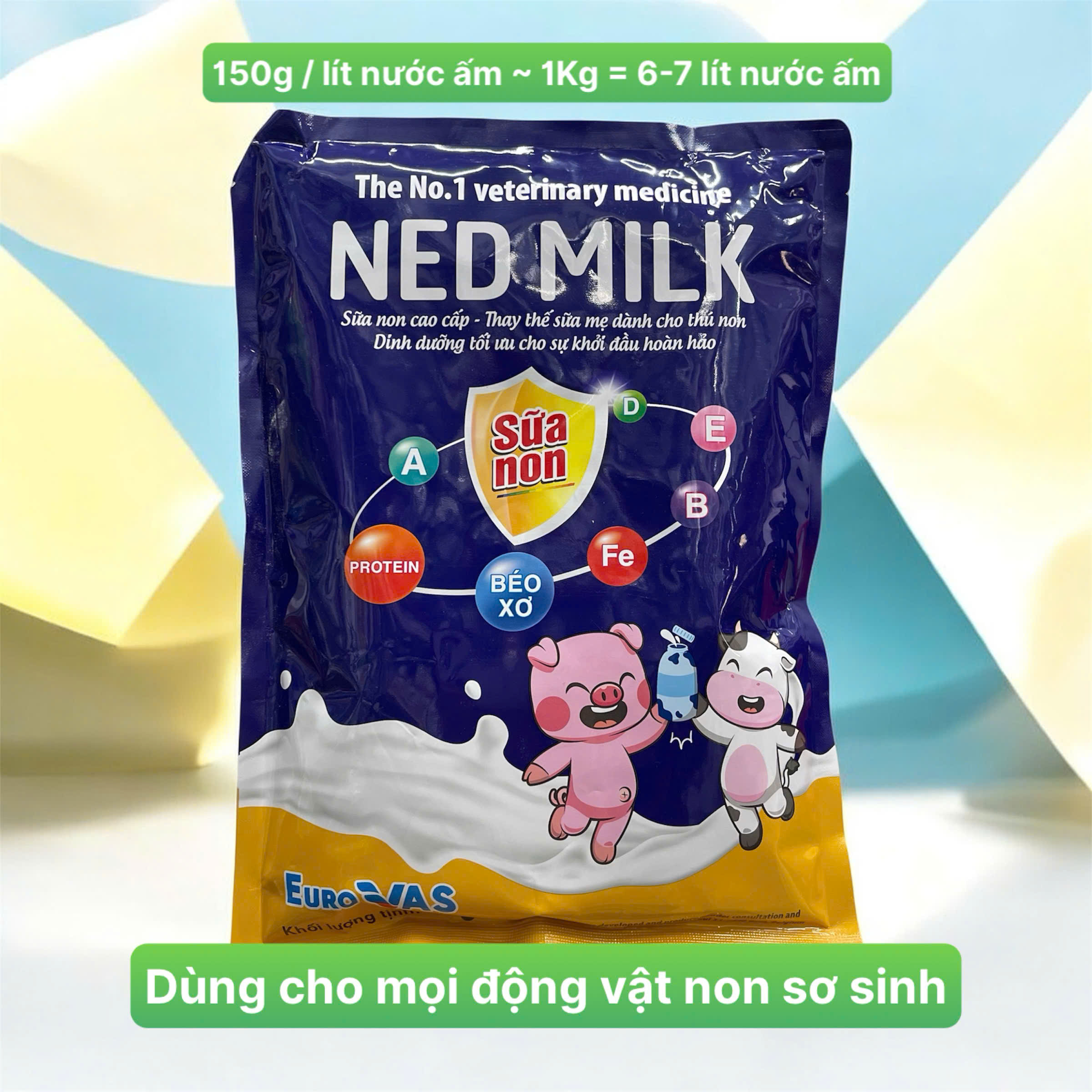 Ned Milk Colostrum Milk Substitute for Animals: Dogs, Cats, Pigs, Goats, Sheep, Cattle - 1 kg Package