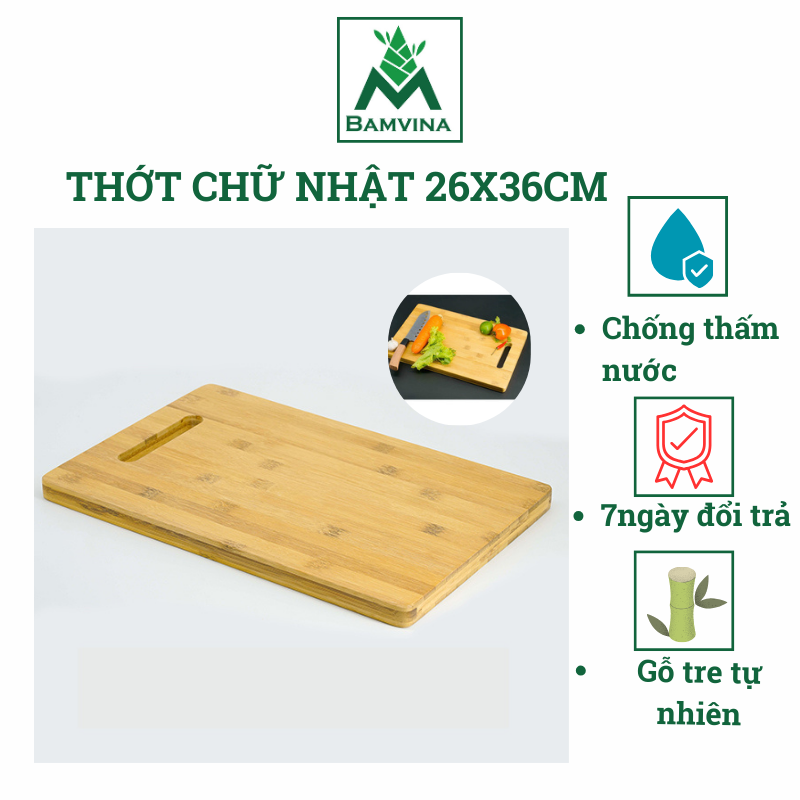 Thớt tre chữ nhật bamvina