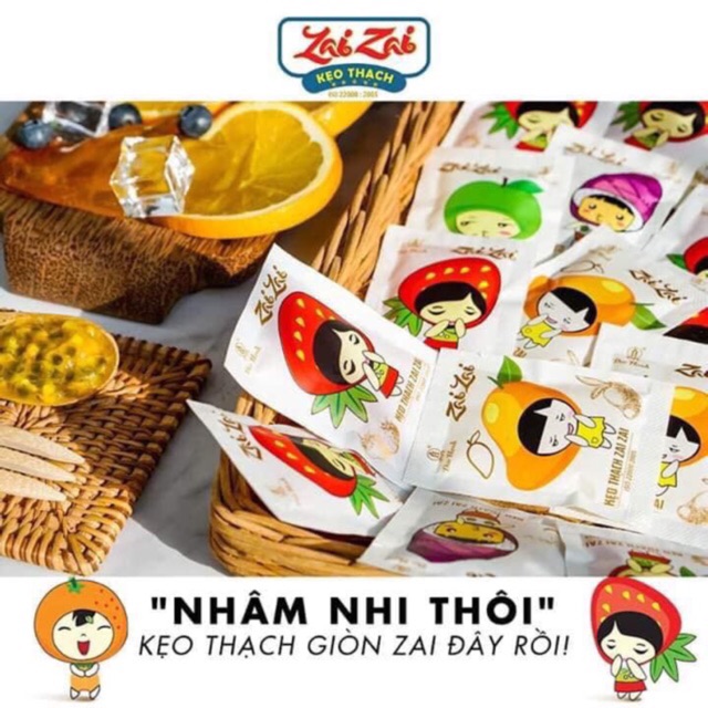 [Hot hit - Siêu ngon] 1000g Thạch Zai Zai ( giòn rai ) nhiều vị trái cây thơm ngon