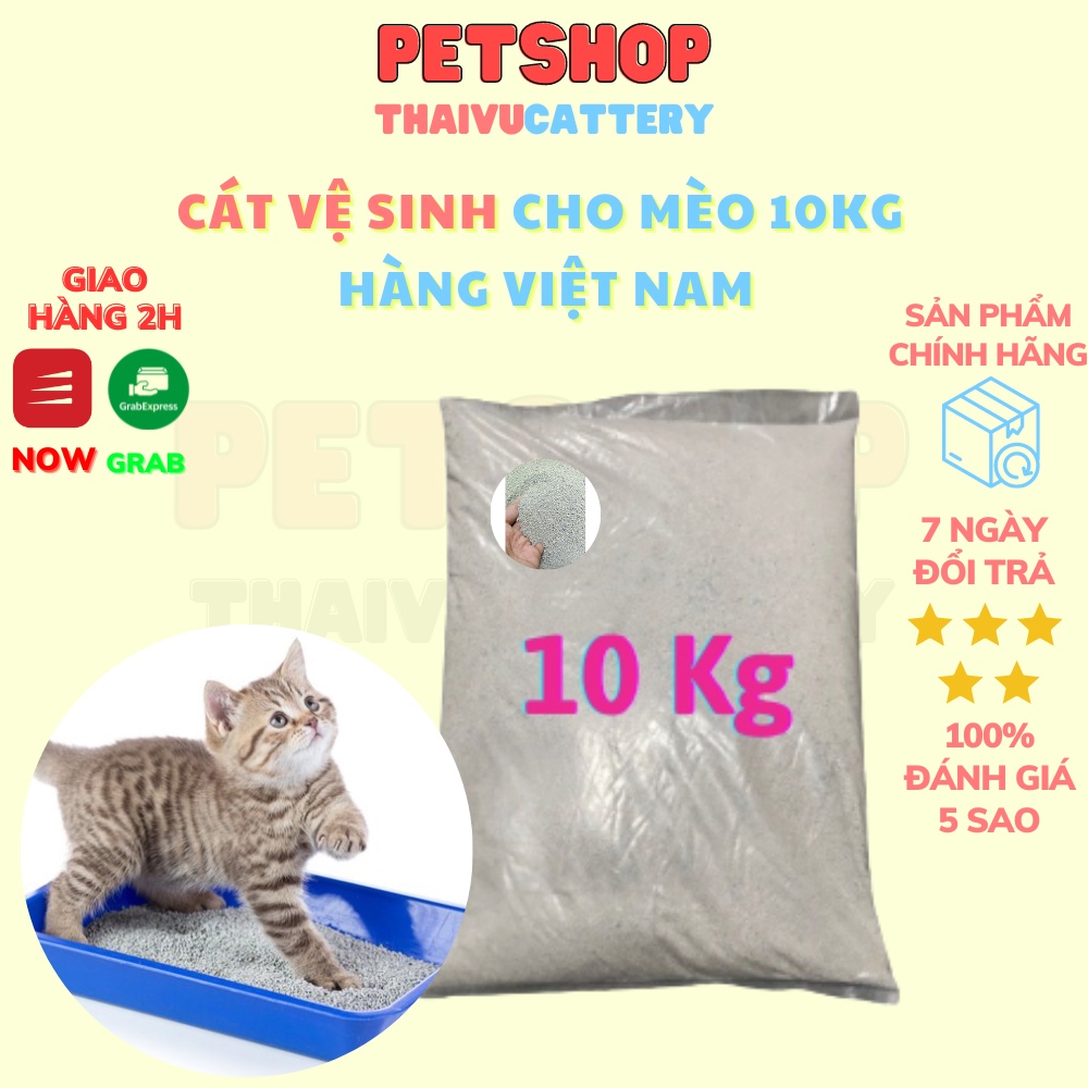 Cát Vệ Sinh Cho Mèo 10kg hàng việt nam 100% hạt nhỏ thơm dịu thích hợp cho