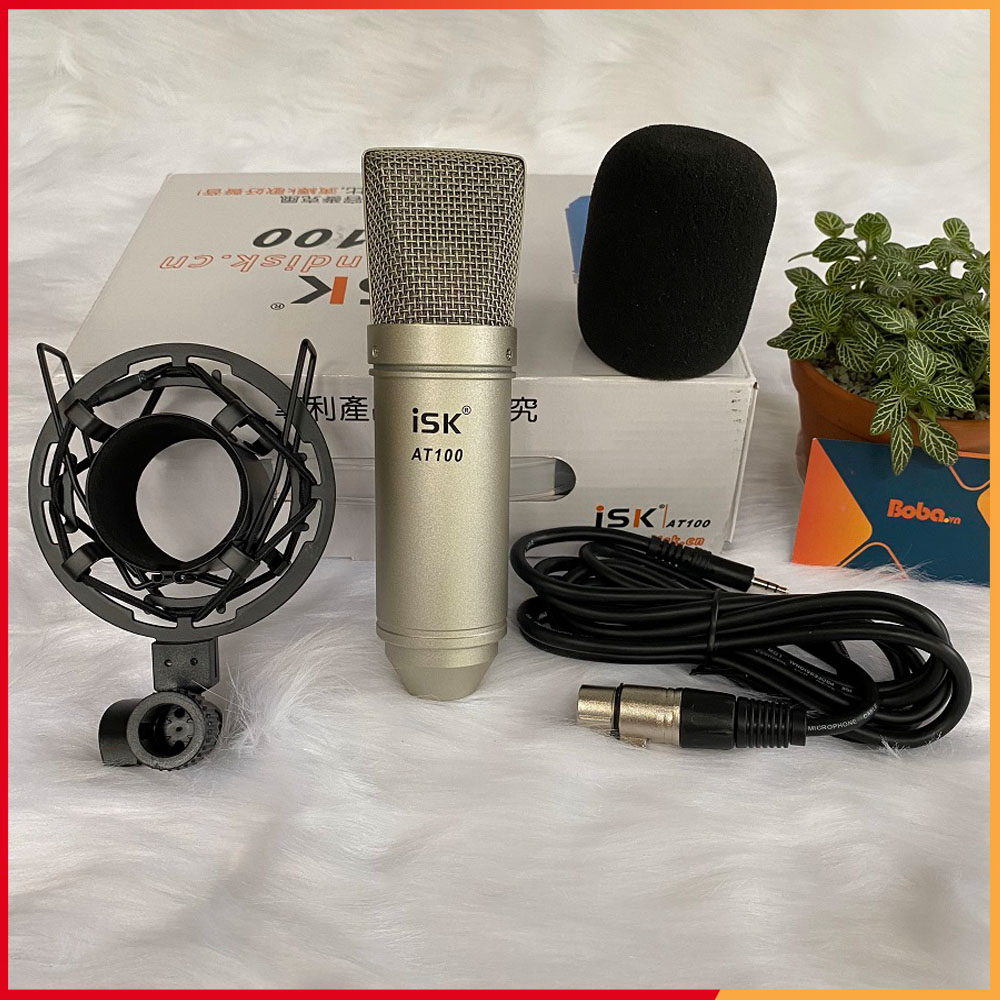 Mic Thu Âm Livestream ISK AT100 Chuyên Nghiệp Micro Thu Âm Lọc Tiếng Ồn, Kiểu Dáng Sang Trọng, Cắm Qua Sound Card Để Hát Karaoke Hoặc Live Stream Dễ Dàng.