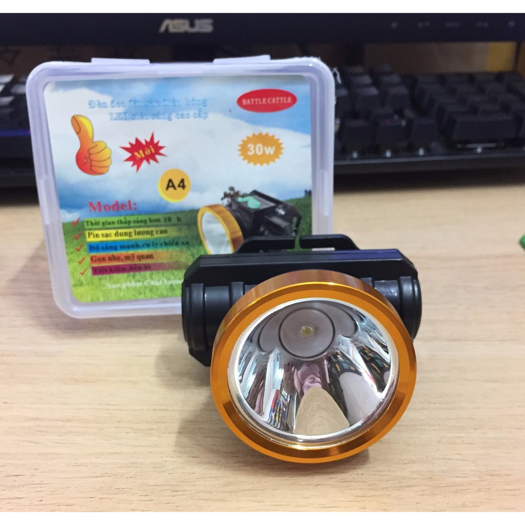 [Đèn Siêu Sáng] Đèn Led Đội Đầu Siêu Sáng A4 Pin Sạc - ánh sáng trắng siêu sáng chiếu xa trên 50m, siêu tiết kiệm pin, thời gian pin sử dụng trên 5h.