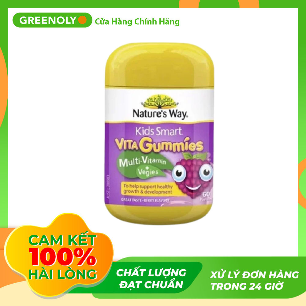 Kẹo Dẻo Bổ Sung Vitamin Tổng Hợp Từ Rau Quả Vị Berry Nature's Way Kids Smart Vita Gummies 60 Viên Greenoly Việt Nam phân phối chính hãng
