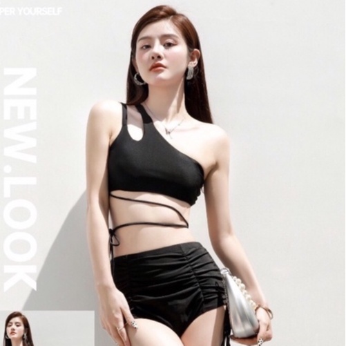 Set bikini biển 2 mảnh sexy đẹp quần cạp cao che bụng có áo choàng đồ tắm đồ đi bơi B02