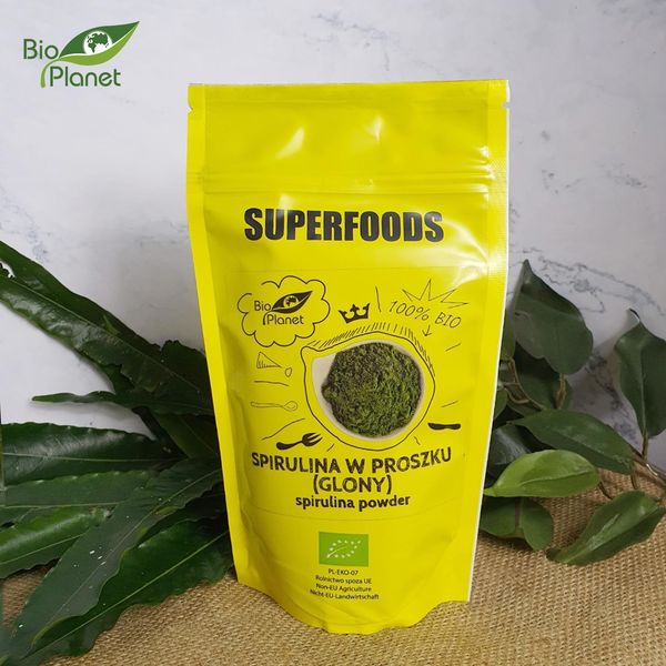 [CHÍNH HÃNG - GIÁ TỐT] Bột tảo xoắn Spirulina chuẩn hữu cơ hữu cơ siêu thực phẩm đa công dụng Bio Planet 200g