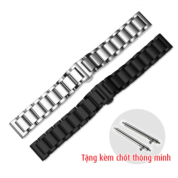 Dây đồng hồ inox khóa bướm hai nút bấm kèm chốt thông minh, dây inox cho đồng hồ thông minh - D1912