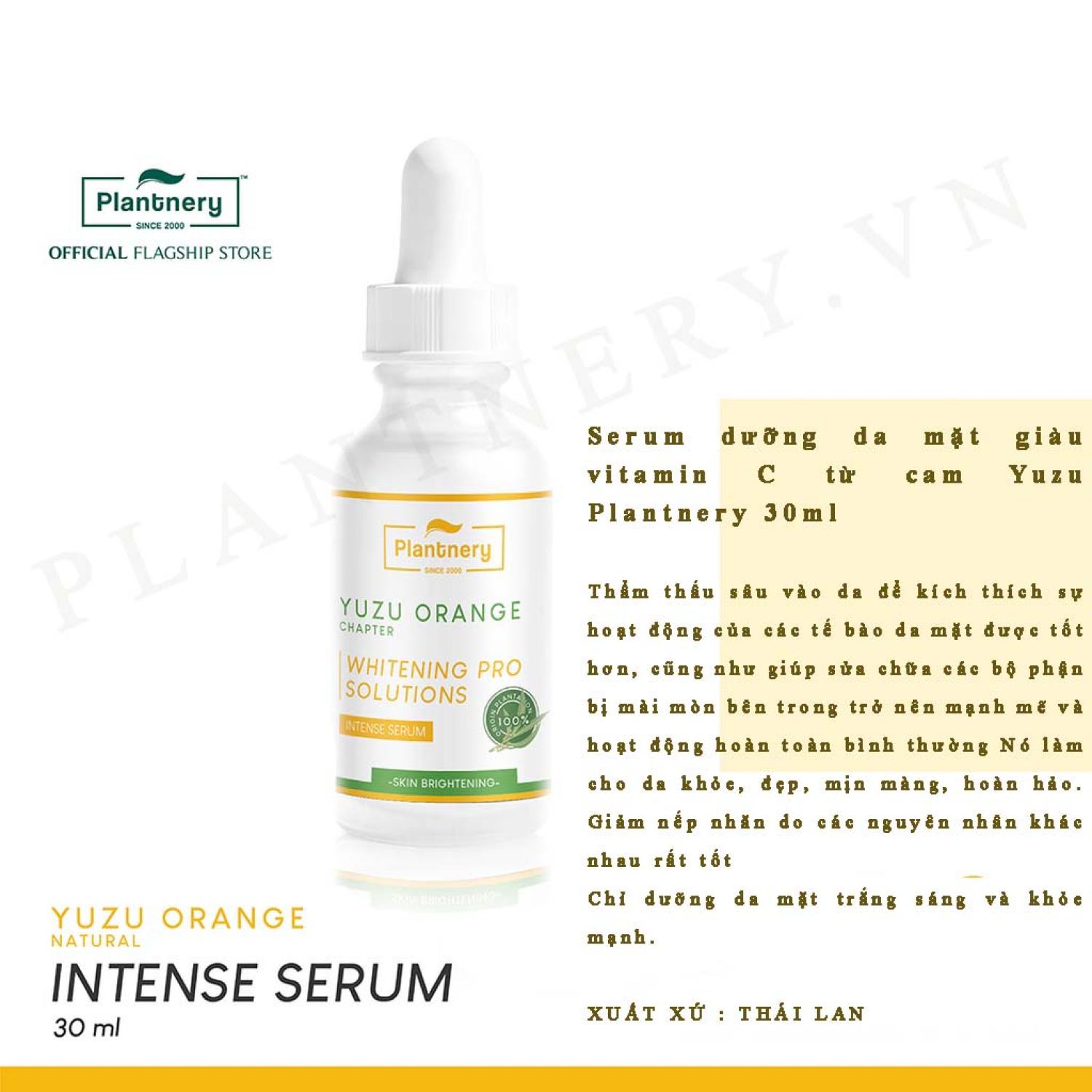 Serum dưỡng da mặt giàu vitamin C từ cam Plantnery™ Yuzu Orange intense Serum 30 ml Thái Lan