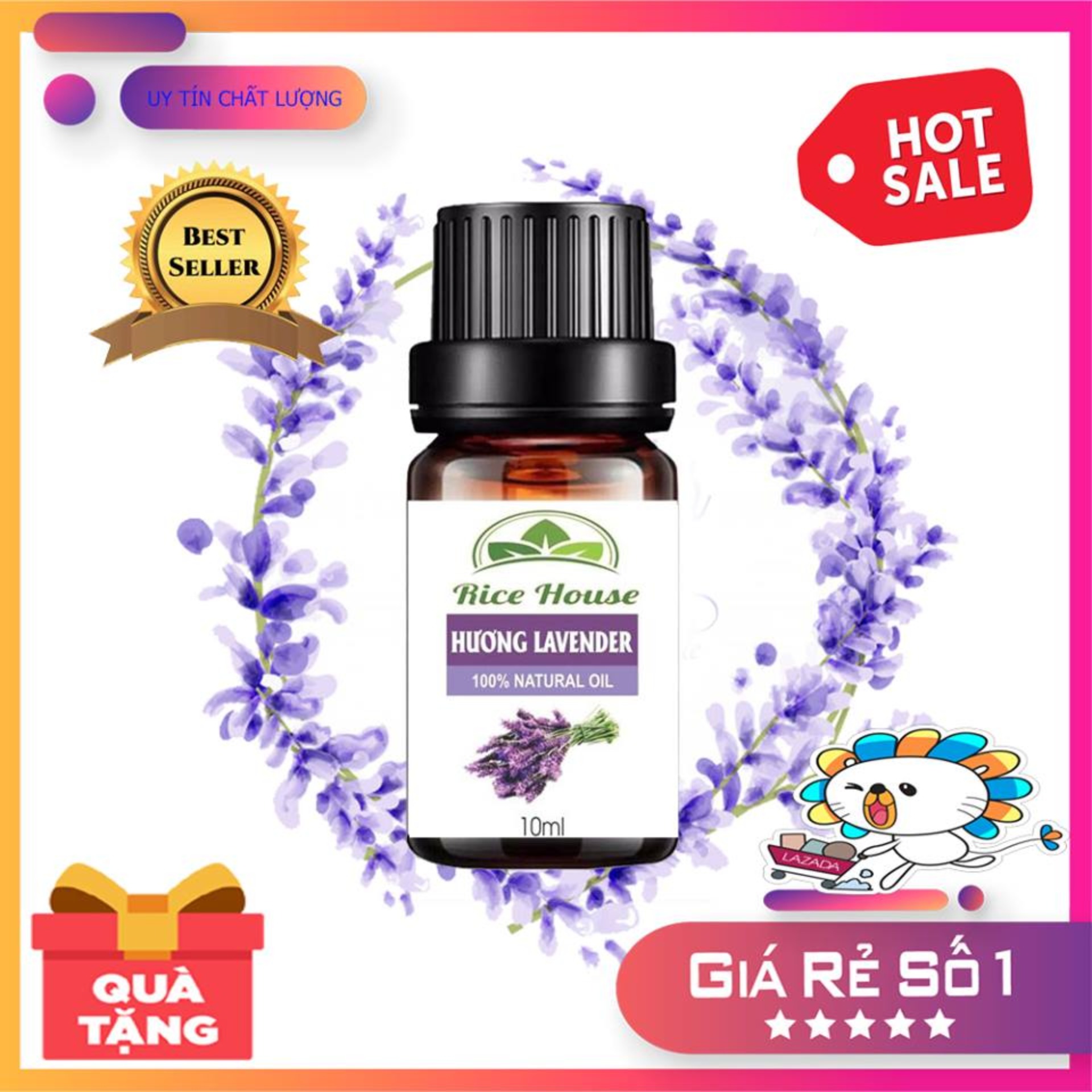 TINH DẦU LAVENDER THIÊN NHIÊN CAO CẤP, TINH DẦU NGUYÊN CHẤT , GIÚP KHỬ MÙI LÀM THƠM PHÒNG , ĐUỔI MUỖI HIỆU QUẢ , CHAI 10ML