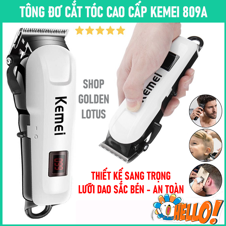 Máy Cắt Tóc, Tăng Đơ Người Lớn Kemei 809A, Tông Đơ Cắt Tóc Loại Tốt Cho Gia Đình, Trẻ Em, Không Dây, Chuyên Nghiệp- Thiết Kế An Toàn, Độ Ồn Thấp