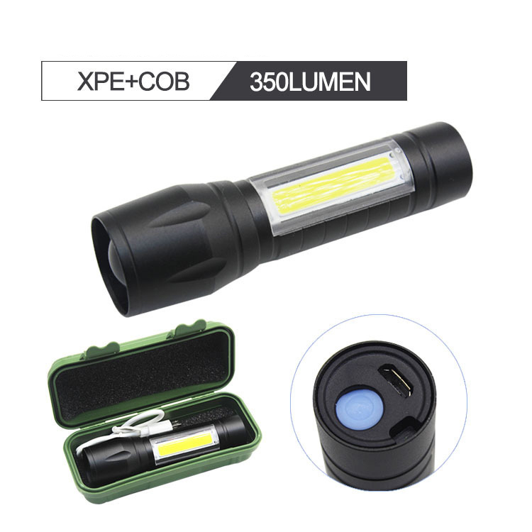 Đèn pin siêu sáng mini led xml t6 - hợp kim nhôm siêu bền, có zoom xpe kèm led cob light. hàng chính hãng maric.