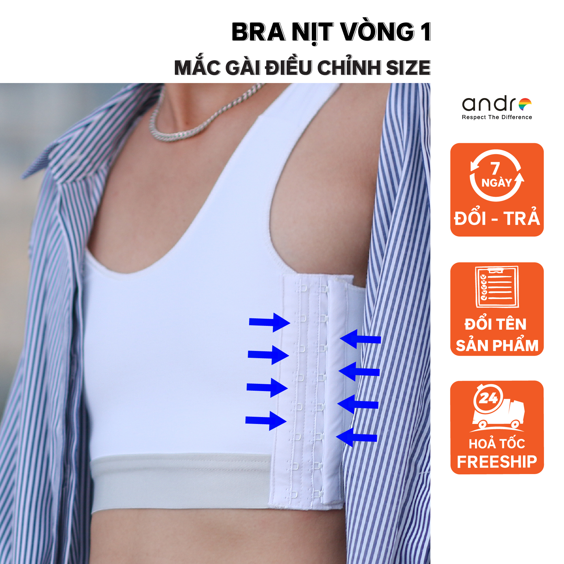 Áo nịt ngực tomboy loại nấc gài điều chỉnh size, không viền áo chất liệu poly co giãn, thoáng khí dành cho tomboy, transguy, lgbt, sb
