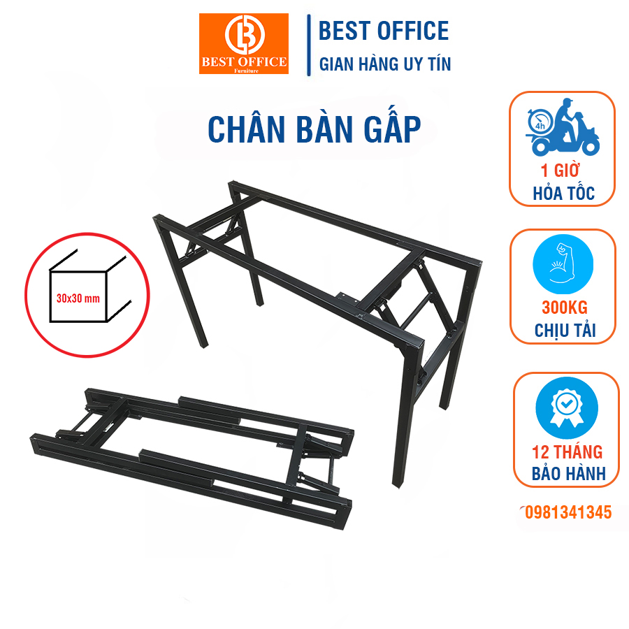 Chân bàn sắt gấp gọn, lắp cho bàn dài 1m2, 1m, 0,8m. Chịu tải 300kg, dễ dàng gấp gọn tiết kiệm không gian