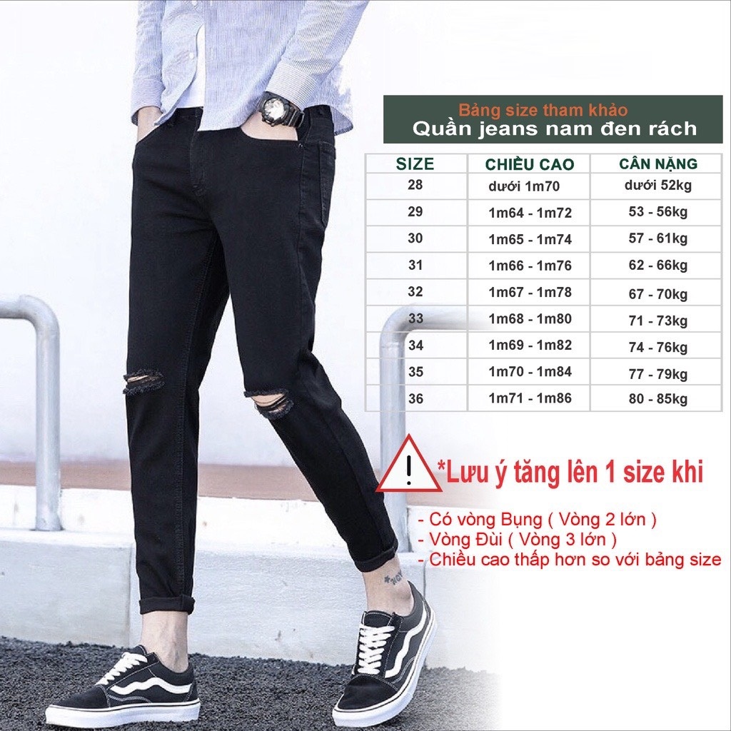 Quần Jean Nam 01DR ĐEN RÁCH (Có Size Đại) - Quần Jeans Nam Co Giãn - Quần Bò Nam Thời Trang Basic - 280201