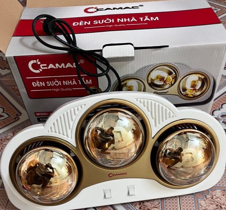ĐÈN SƯỞI NHÀ TẮM 3 BÓNG CONG CAMAC MODEL CMO3A, CÔNG SUÂT 825W