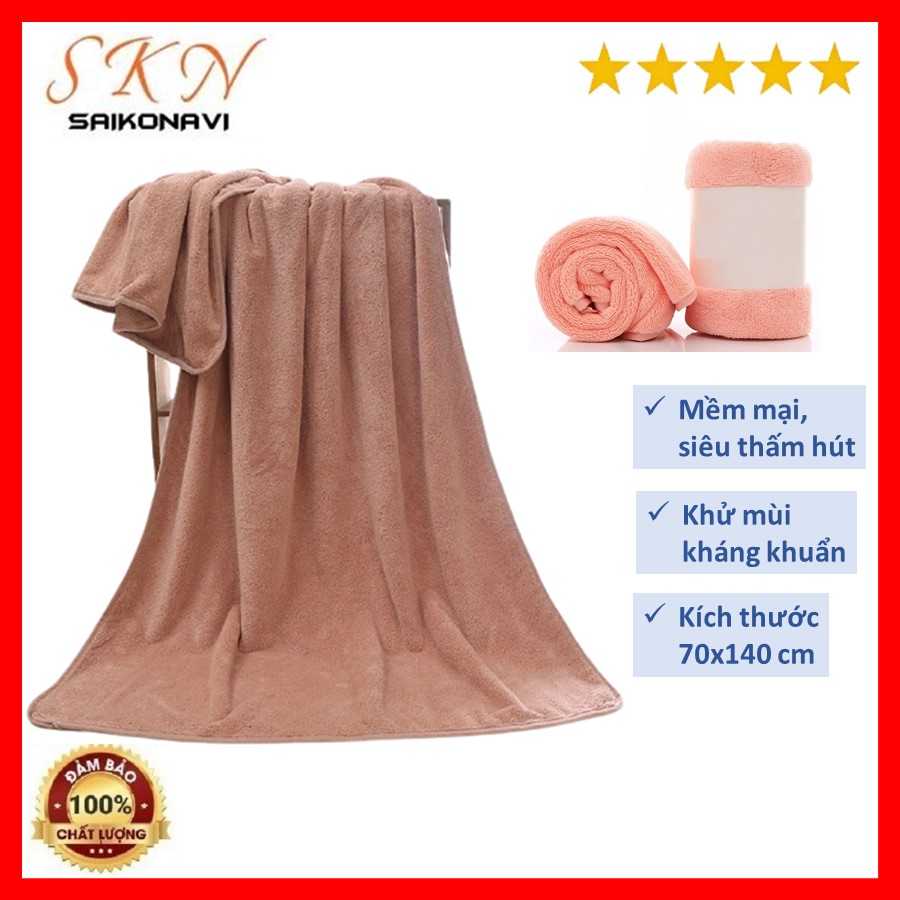 Khăn tắm cao cấp cỡ lớn 70x140 cm - khăn tắm sợi bông siêu thấm hút