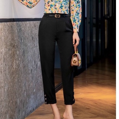 Quần công sở phối khuy dáng baggy chất liệu Twill Silk cao cấp Orchid GH7O523