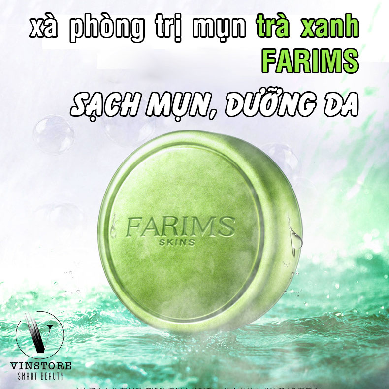 Xà phòng sạch mụn lưng, mụn cám tinh chất trà xanh matcha Farims, kháng khuẩn, sạch mụn hiệu quả, dưỡng ẩm chăm sóc da - THƠM HƠN NƯỚC HOA !
