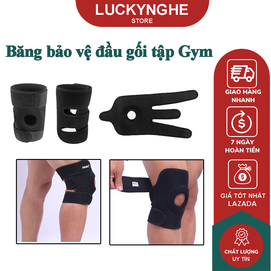 Băng bảo vệ đầu gối đai dán gối khi tập gym tập thể thao cao cấp