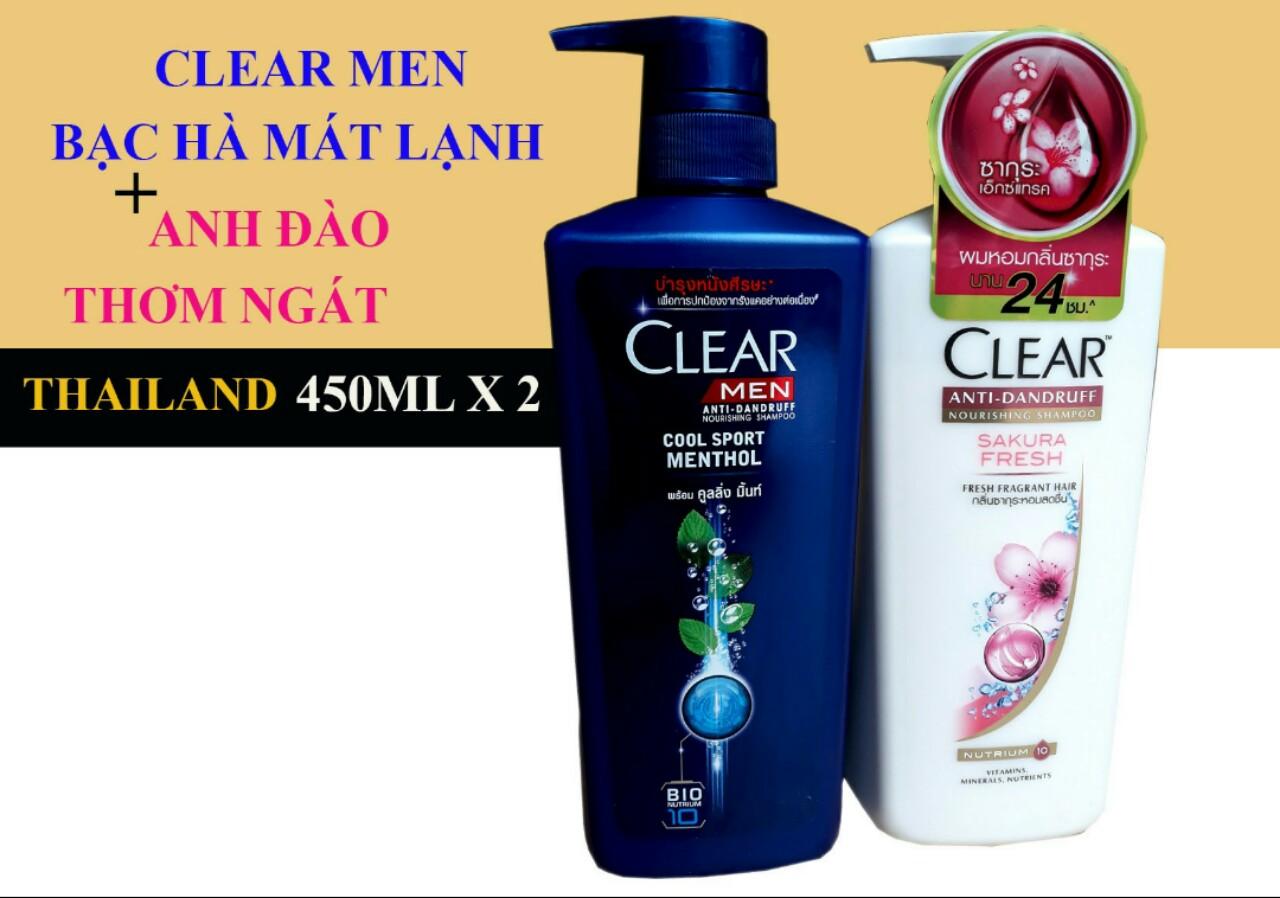 Bộ 2 chai dầu gội clear men và clear anh đào thái lan