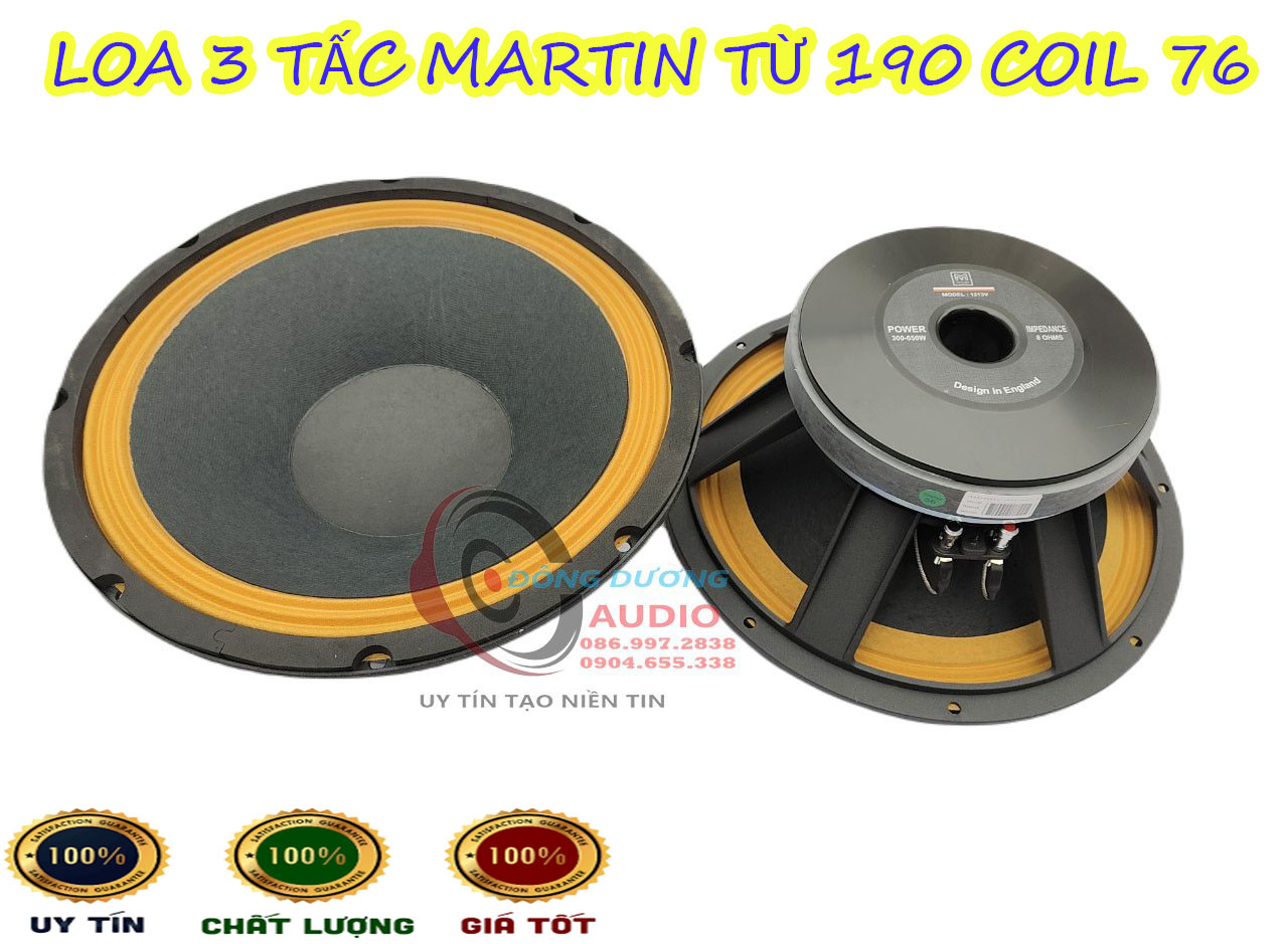CỦ LOA 3 TẤC MARTIN TỪ 190 COIL 76 XƯƠNG NHÔM - GÂN VẢI - MÀNG TẨM DẦU - BASS 30