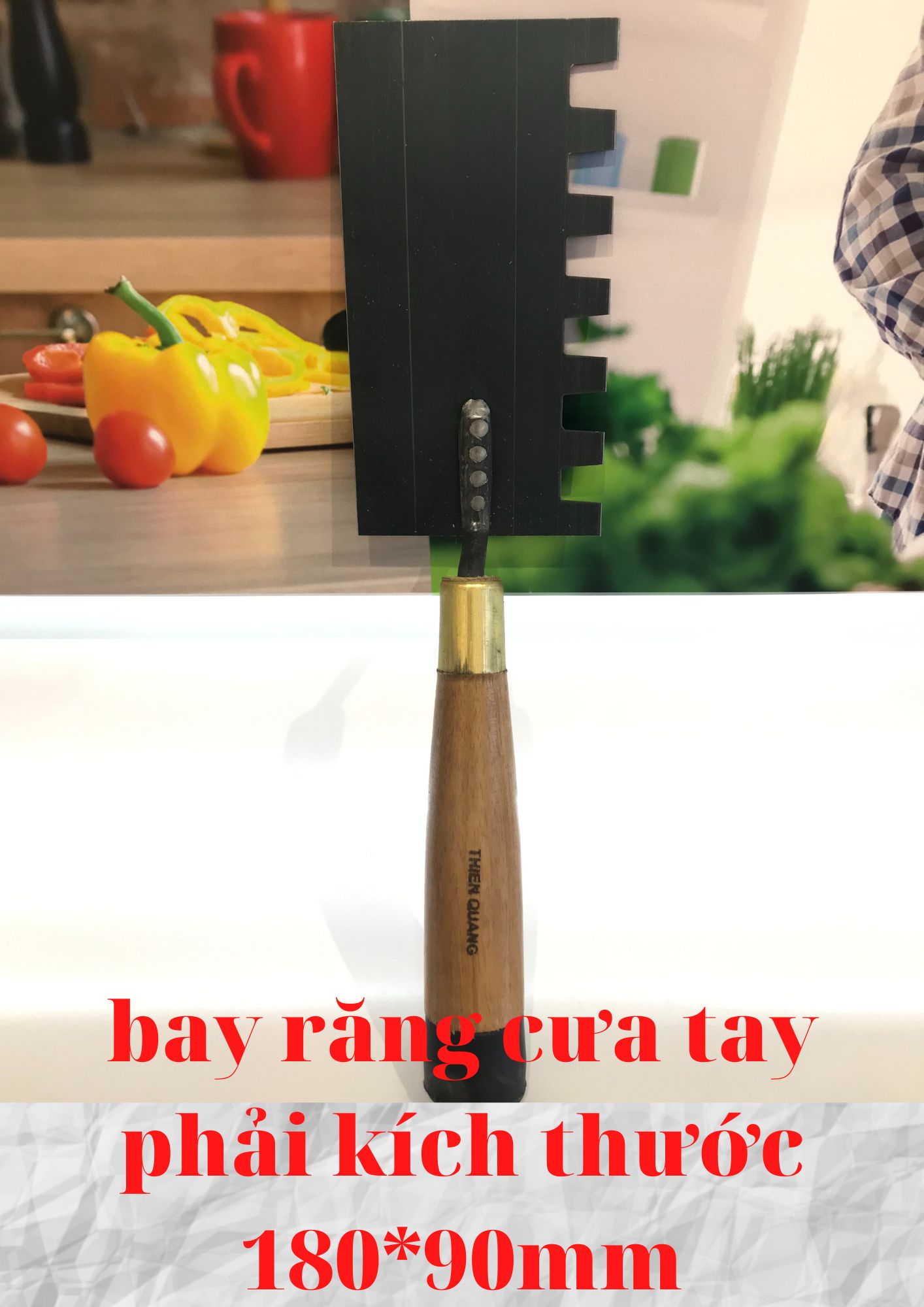 Bay răng cưa ốp lát tay phải dày 1,1 ly, độ sâu răng cưa 1,5 phân