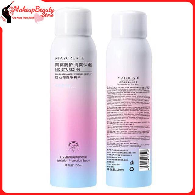Xịt chống nắng trắng da maycreata 150ml ms 207