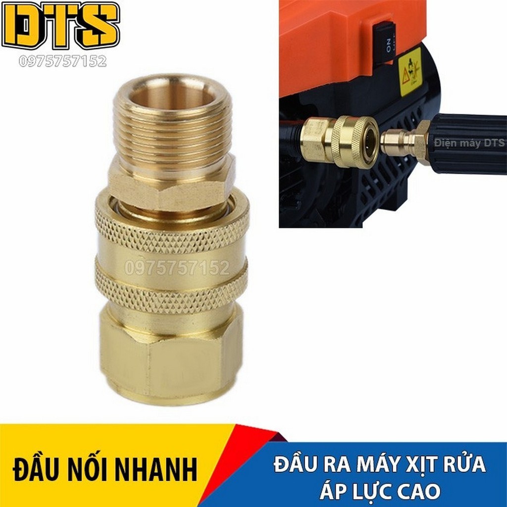 Bộ Nối Nhanh Đồng Thau 22Mm -Đầu Ra -Cho Máy Rửa Xe Áp Lực Cao