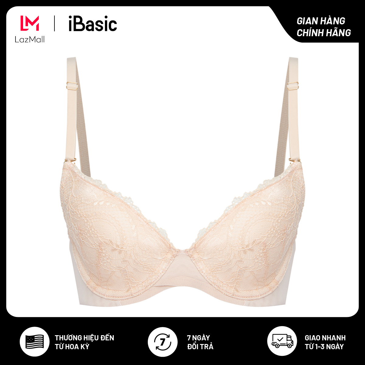 Áo ngực có gọng mút mỏng ren T-shirt iBasic BRAW125