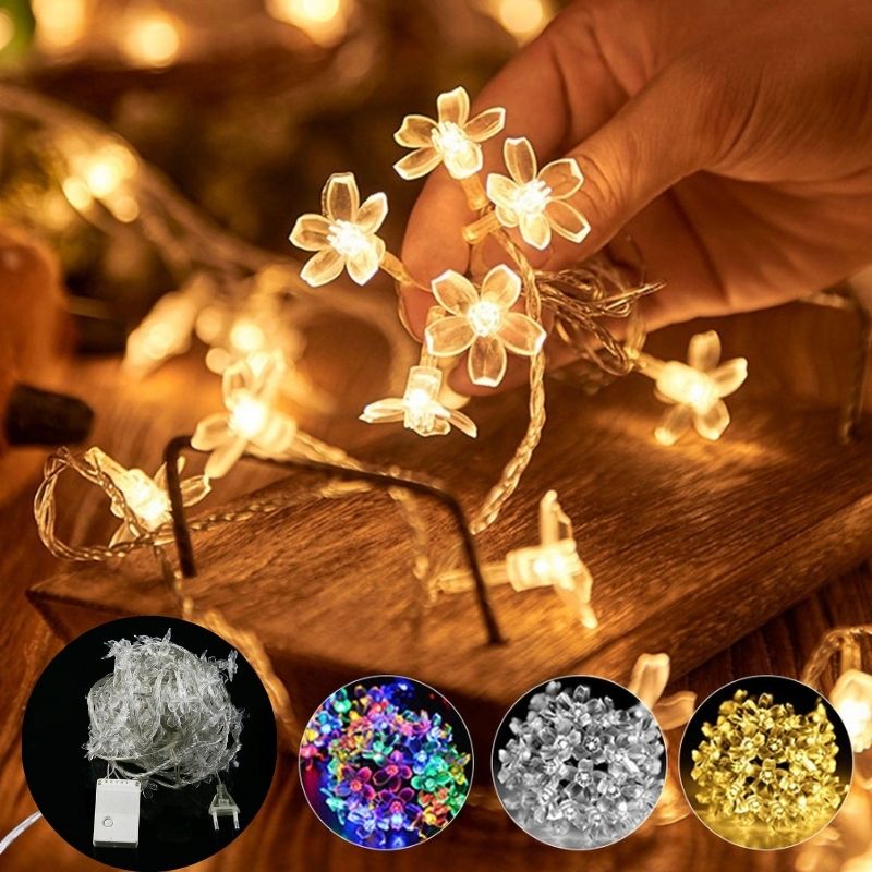 Dây đèn LED hoa anh đào trang trí 3m / 6m / 10m đèn hoa mai lung linh nhấp nháy decor dịp tết, quán cafe - JUPY1