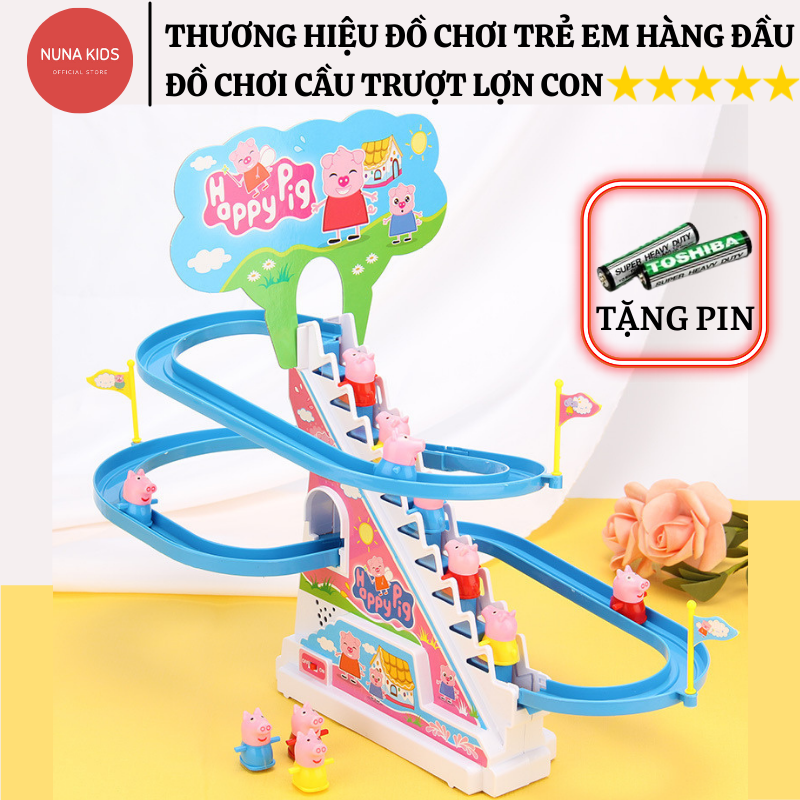 Đồ chơi cầu trượt lợn con  có nhạc và đèn cho bé đồ chơi các chú heo pepa leo bậc thang vui nhộn