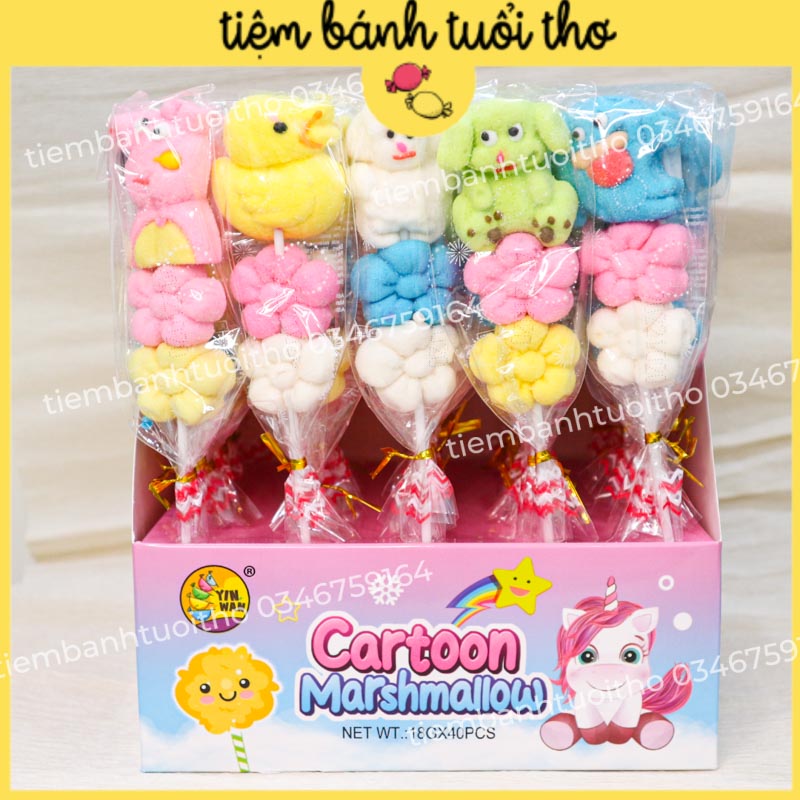 Que Kẹo Dẻo Bông Gòn Mashmallow Hoạt Hình Màu Sắc Dễ thương