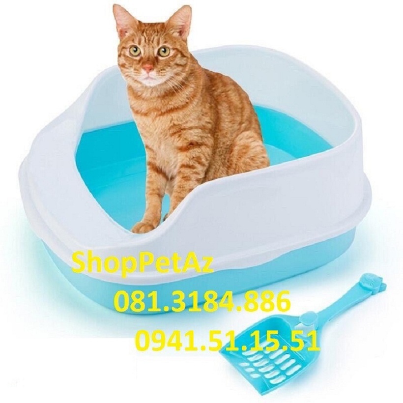 [Hoàn Tiền 10%] Chậu đi vệ sinh chó mèo , Hộp đựng cát thành cao cho mèo ( Tặng kèm xẻng xúc cát )