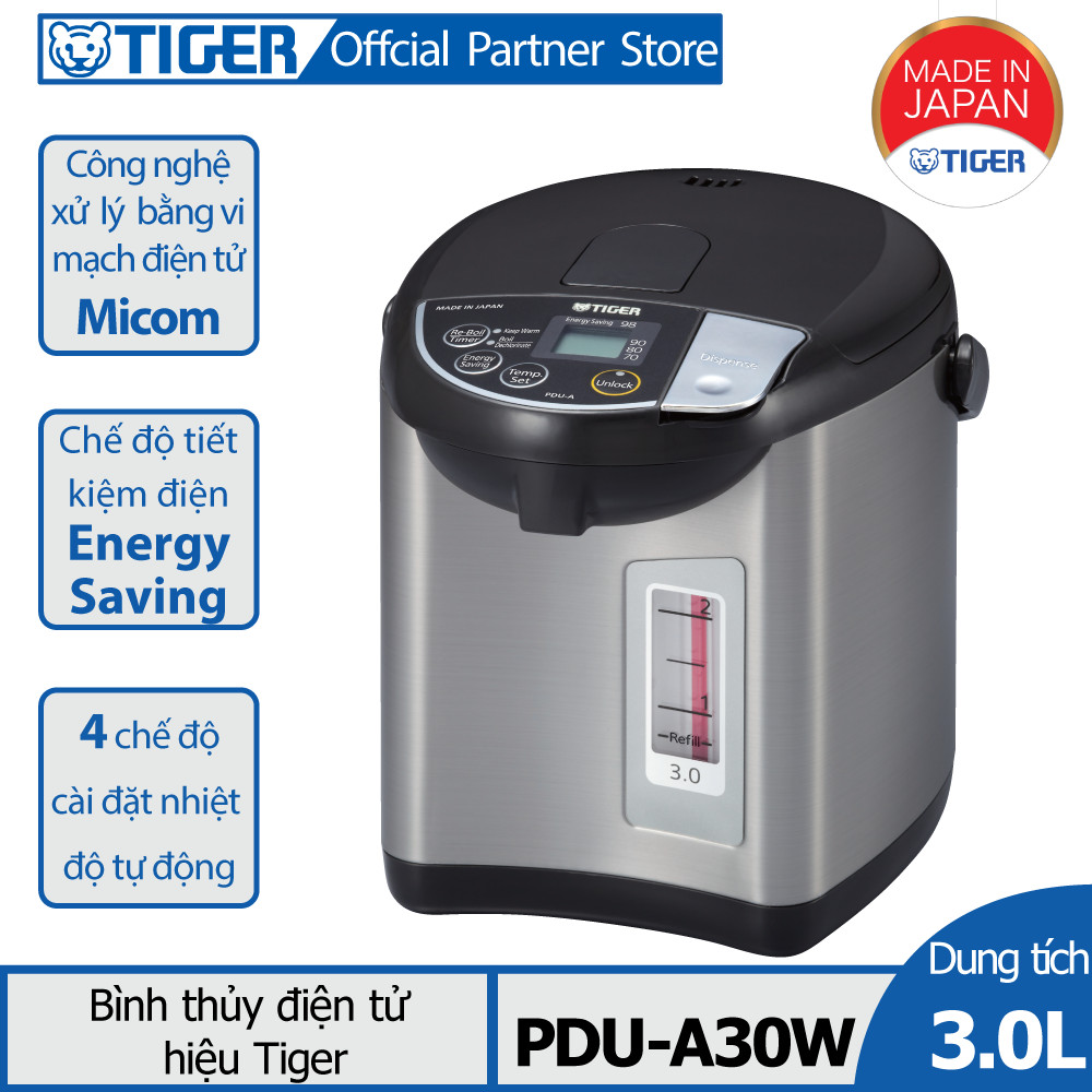 [Trả góp 0%]Bình thủy điện tử Tiger PDU-A30W (3.0L)