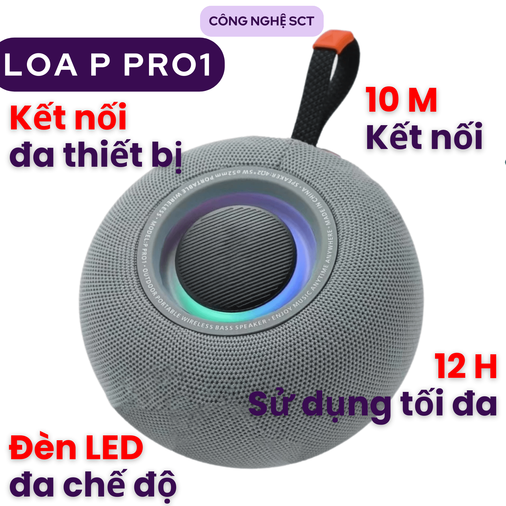 Loa Nghe Nhạc Bluetooth P Pro 1 – Thiết Kế Gọn Nhẹ, Thời Trang, Âm Hay, Phù Hợp Mang Theo Đi Chơi – Picnic – Thể Thao - Bảo hành Lỗi 1 Đổi 1