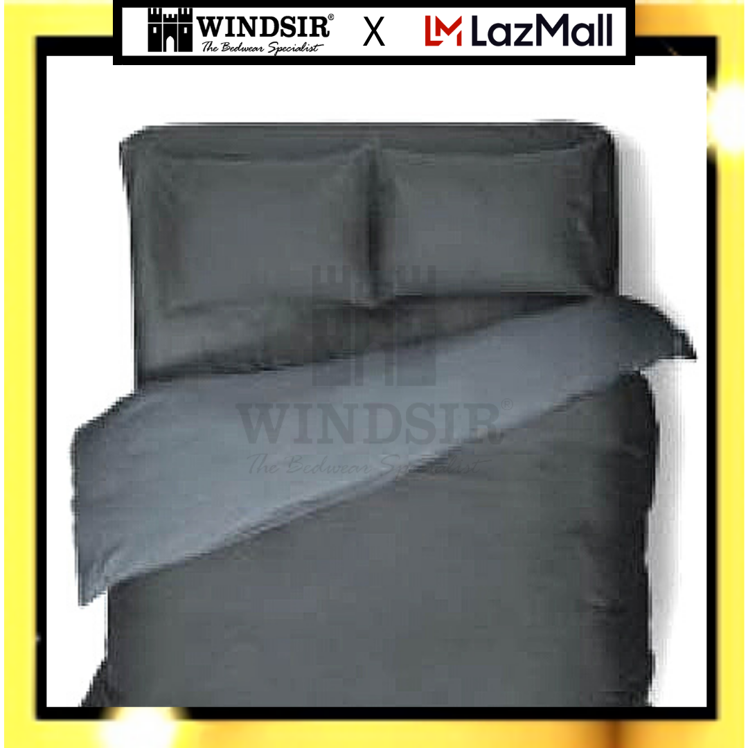 Ga giường 3 đến 4 món cotton poly cao cấp xám đen Windsir Mono C phong cách Dubai thoáng khí chống phai màu chống nhăn xù lông độc quyền chính hãng