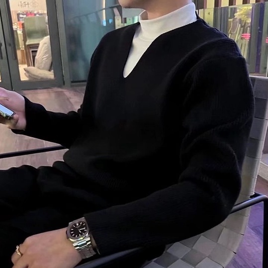 [ Deal Độc Quyền ] Áo len tay dài cổ chữ V thời trang cho nam Simple Fashion áo sweater trơn Hàn Quốc áo sweater form rộng Simple Fashion áo sweater trơn Mway MEN SW 001